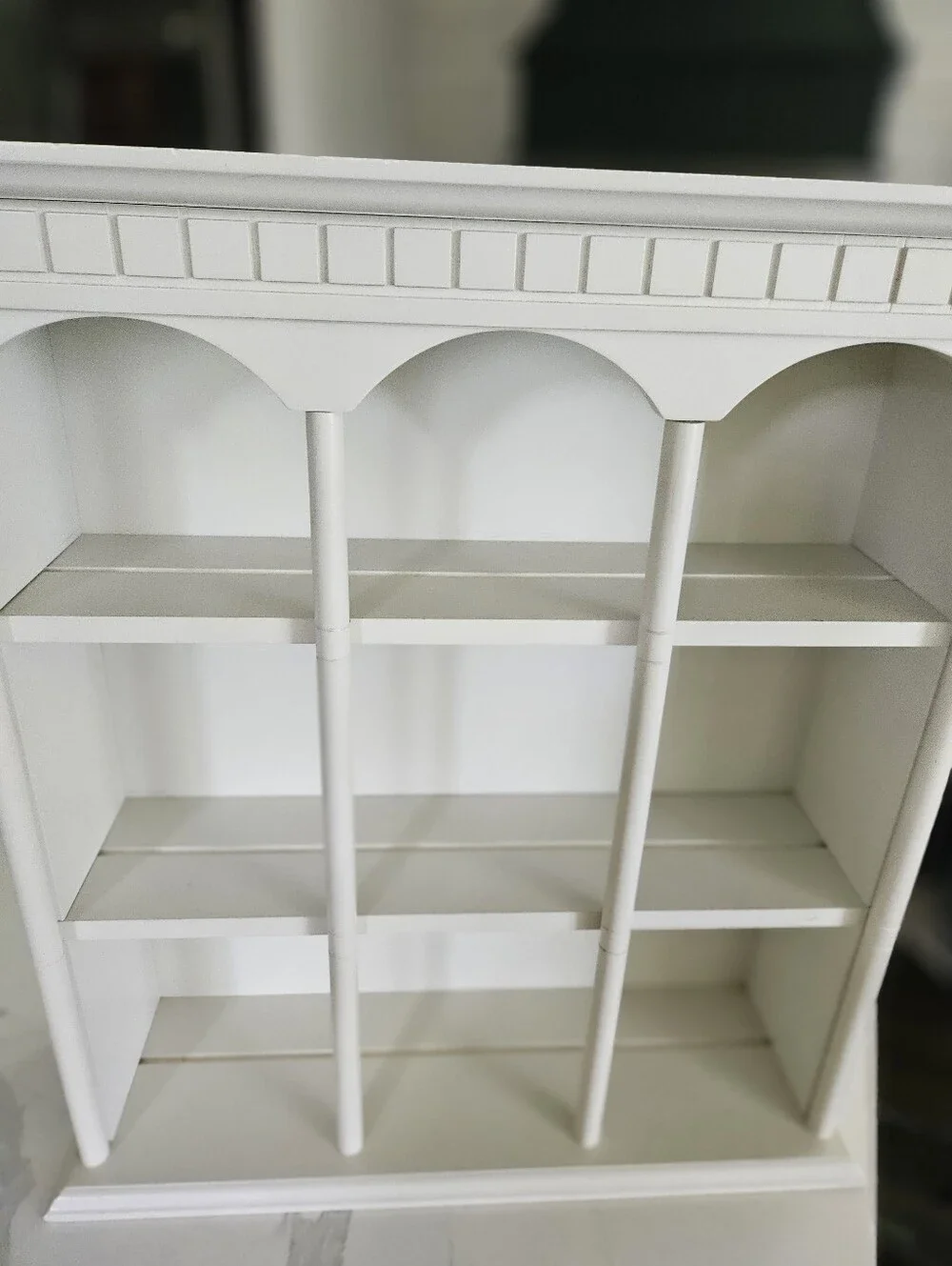 Curio Shelf Wood  29x25” Tea Cup/Saucer 3 Tier Shelf Groove Display Wall Hung